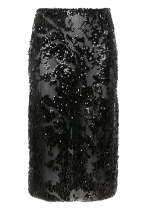 Victoria Beckham sequin-embellished pencil midi skirt - Black
