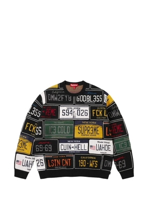 Supreme license-plate-print sweater - Black