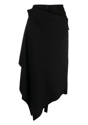 Yohji Yamamoto asymmetric draped midi skirt - Black