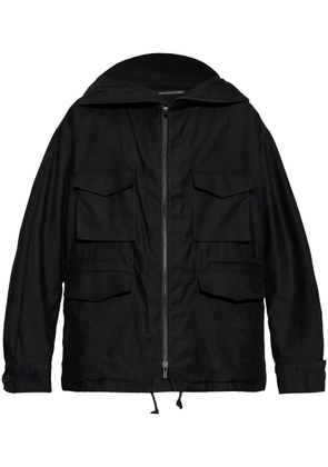 Yohji Yamamoto zip-up hooded jacket - Black