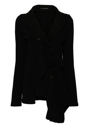Yohji Yamamoto notched-lapels asymmetric blazer - Black