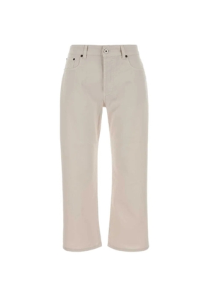 Miu Miu logo-embroidered cotton trousers - Neutrals