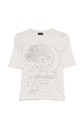 Just Cavalli graphic-print raw-edge T-shirt - Neutrals
