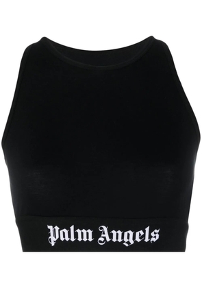Palm Angels logo-tape cropped vest top - Black
