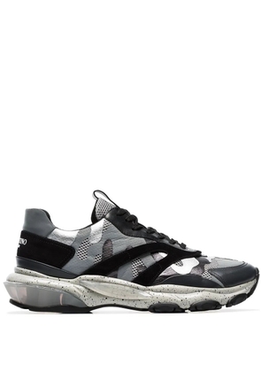 Valentino Garavani grey Bounce camo print leather sneakers - Silver