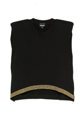 Just Cavalli stud-embellished padded-shoulder T-shirt - Black