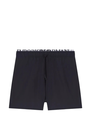 Emporio Armani logo-waistband drawstring swim shorts - Black