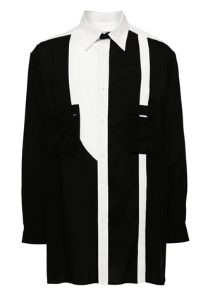 Yohji Yamamoto panelled long-sleeved shirt - White