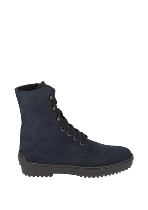 Tod's suede lace-up combat boots - Blue
