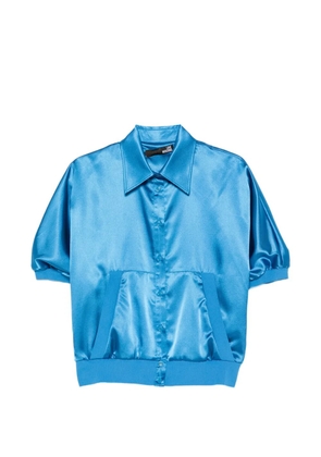 Love Moschino satin-finish logo-embroidered shirt - Blue