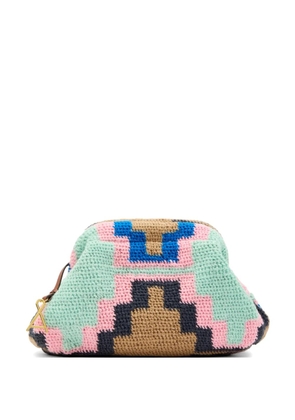 AMONG Bilum geometric-pattern crochet clutch bag - Blue