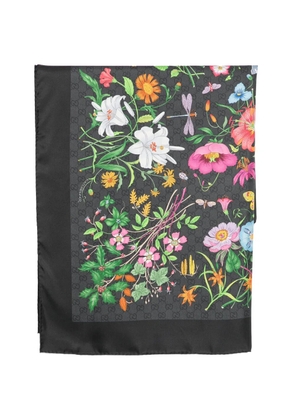 Gucci Flora print GG Supreme scarf - Black