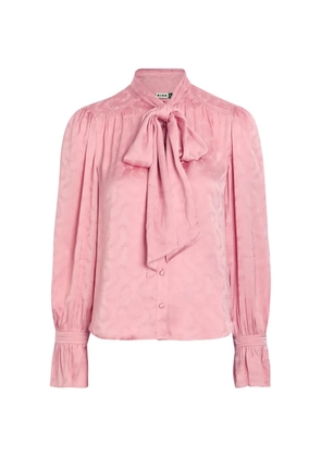 Rixo floral-jacquard pussy-bow blouse - Pink