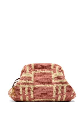 AMONG Bilum geometric-pattern crochet clutch bag - Brown