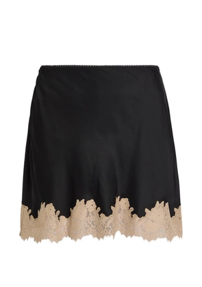 Rixo lace-trim satin mini skirt - Black
