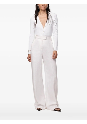 Another Tomorrow ribbed-knit V-neck cardigan - White