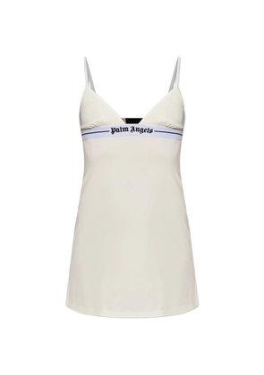 Palm Angels logo-print spaghetti-strap slip mini dress - Neutrals