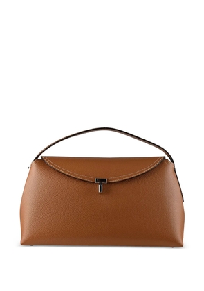 TOTEME T-Lock grained leather tote bag - Brown