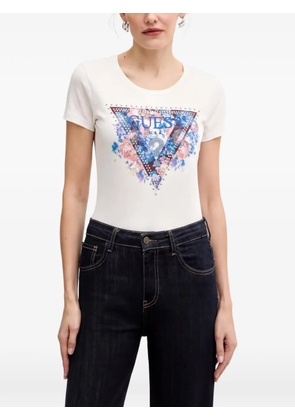 GUESS USA floral-print studded T-shirt - Neutrals