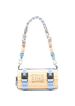 Feng Chen Wang logo-engraved woven-strap clutch bag - Neutrals