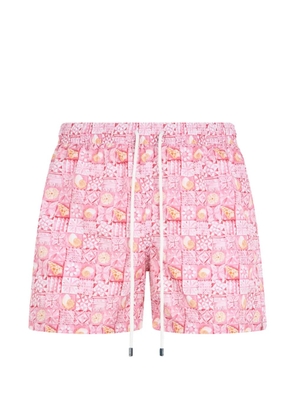 Fedeli shell-print drawstring swim shorts - Pink