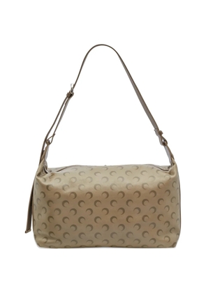 Marine Serre faded moon leather messenger bag - Neutrals