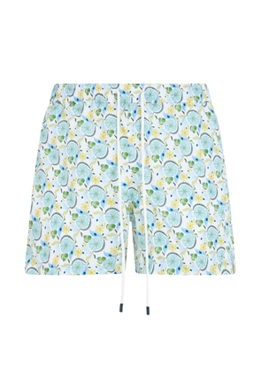 Fedeli floral-print drawstring swim shorts - White