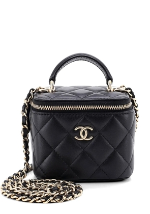 CHANEL Pre-Owned Classic Top Handle Vanity Case with Chain Quilted Lambskin Mini crossbody bag - Black