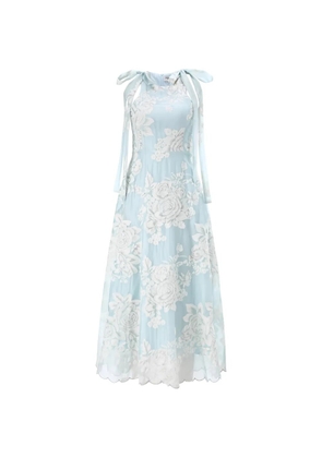 DREAM CATCHER Sofia floral-embroidered tie-shoulder midi dress - Blue