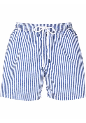 Fedeli stripe-print drawstring-waist swim shorts - White
