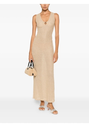 COTAZUR palm tree-detail sleeveless maxi dress - Neutrals