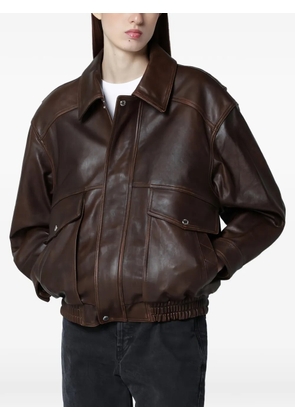 DUNST oversized leather jacket - Brown