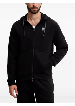 Ea7 Emporio Armani logo-embroidered zip-up hoodie - Black