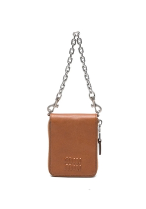 Miu Miu logo-embossed chain-strap wallet - Brown