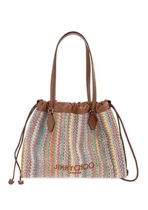 Jimmy Choo zigzag-woven leather-trim tote bag - Brown