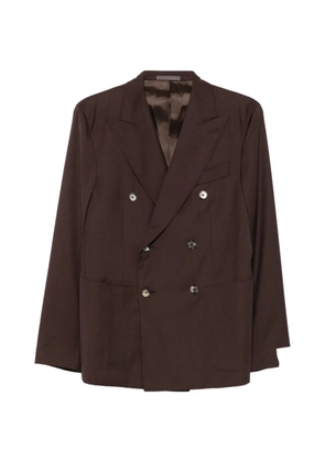 Caruso double-breasted peak-lapel jacket - Brown