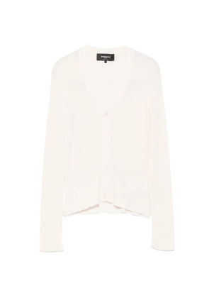 Rochas logo-patch ribbed-knit cardigan - Neutrals