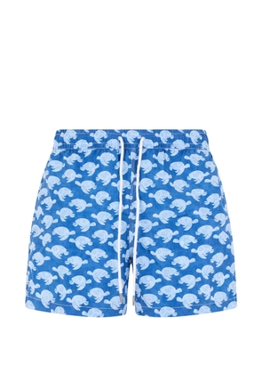 Fedeli turtle-print drawstring swim shorts - Blue