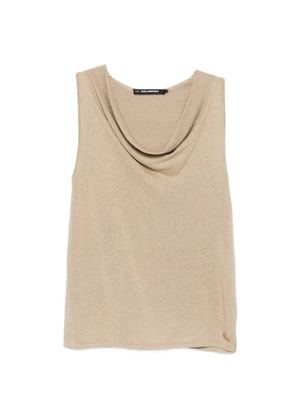 Karl Lagerfeld cowl-neck linen tank top - Neutrals