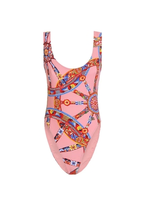Dolce & Gabbana Carreto-print one-piece swimsuit - Pink