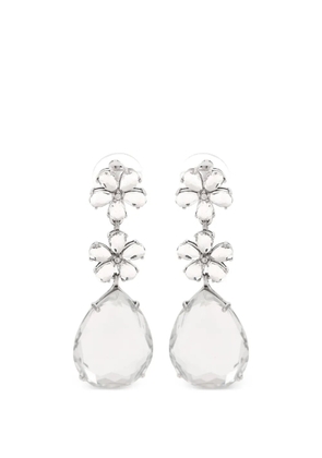 Self-Portrait crystal-flower tiered earrings - Silver