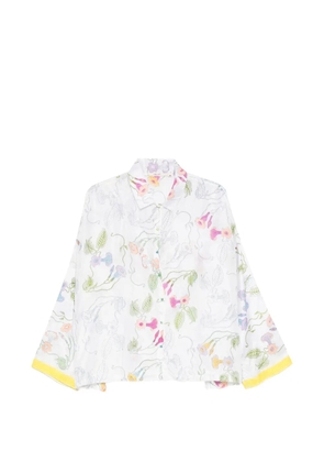 INJIRI floral-print button-up shirt - White