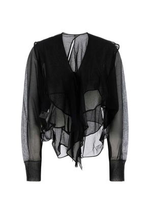 Y's ruffled semi-sheer tunic - Black