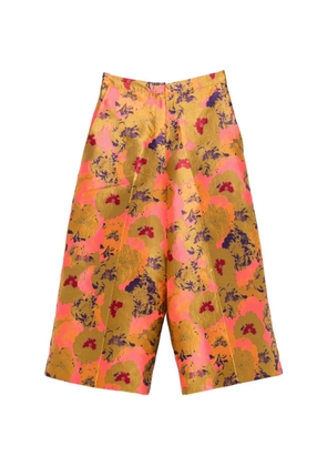 PSOPHIA floral-jacquard wide-leg trousers - Gold