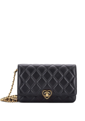 CHANEL Pre-Owned Coco Love CC Heart Wallet on Chain Quilted Lambskin crossbody bag - Black