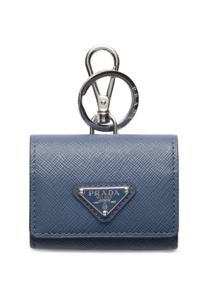 Prada Saffiano leather headphone case with keychain - Blue