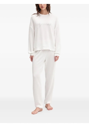 GUESS USA rhinestone-embellished logo-script pajamas - White