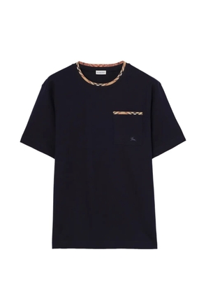 Burberry Check trim cotton T-shirt - Blue