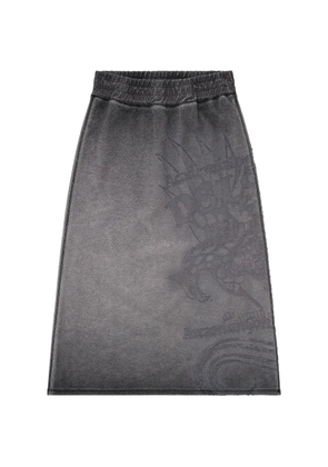 Diesel fleece midi skirt with dévoré print - Grey