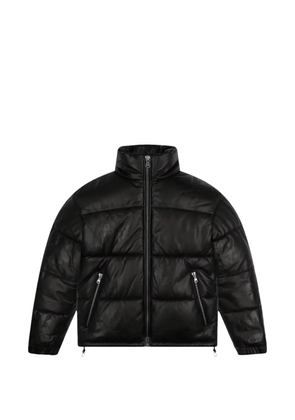 Denim Tears embossed-wreath leather puffer jacket - Black